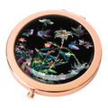 Mother of Pearl Rose Gold  Lily Compact Cosmetic Makeup Purse Metal Round Mirror