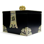 Mother of Pearl Lacquer Wooden Golden Bat Black Jewelry Gift Keepsake Chest Box 