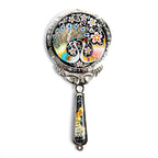 MOP Wedding Favor Bridal Round Cosmetic Makeup Hand Vanity Pouch Beauty Mirror