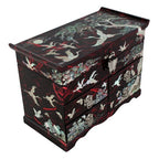 Mother of Pearl Art Red Wood Drawer Jewelry Treasure Trinket Box Chest Organizer