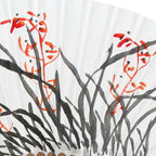 Hand Paint Flower Painting Folding White Paper Wall Home Deco Bamboo Wood Fan