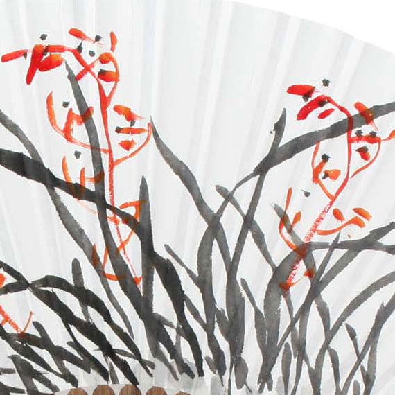 Hand Paint Flower Painting Folding White Paper Wall Home Deco Bamboo Wood Fan