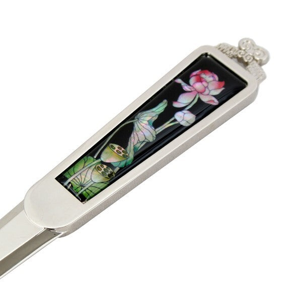 MOP Pink Lotus Flower Letter Opener Metal Sword Blade Envelope Cutter Slitter