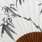 Hand Painted Folding White Paper Bamboo Wood Chinese Ink Painting Wall Asian Fan