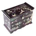 MOP Asian Lacquer Wood Purple Treasure Chest Jewelry Keepsake Trinket Gift Box 