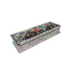 Mother of Pearl Inlay Desk Wood Pen Pencil Brush Holder Lid Case Box Organizer