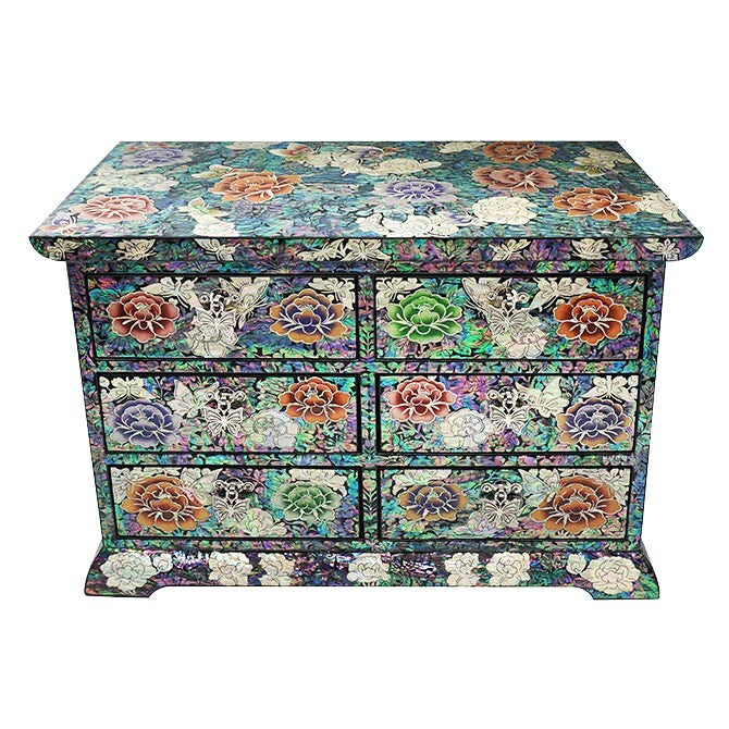Mother of Pearl Luxury Drawer Wood Big Jewelry Box Keepsake Trinket Chest Case