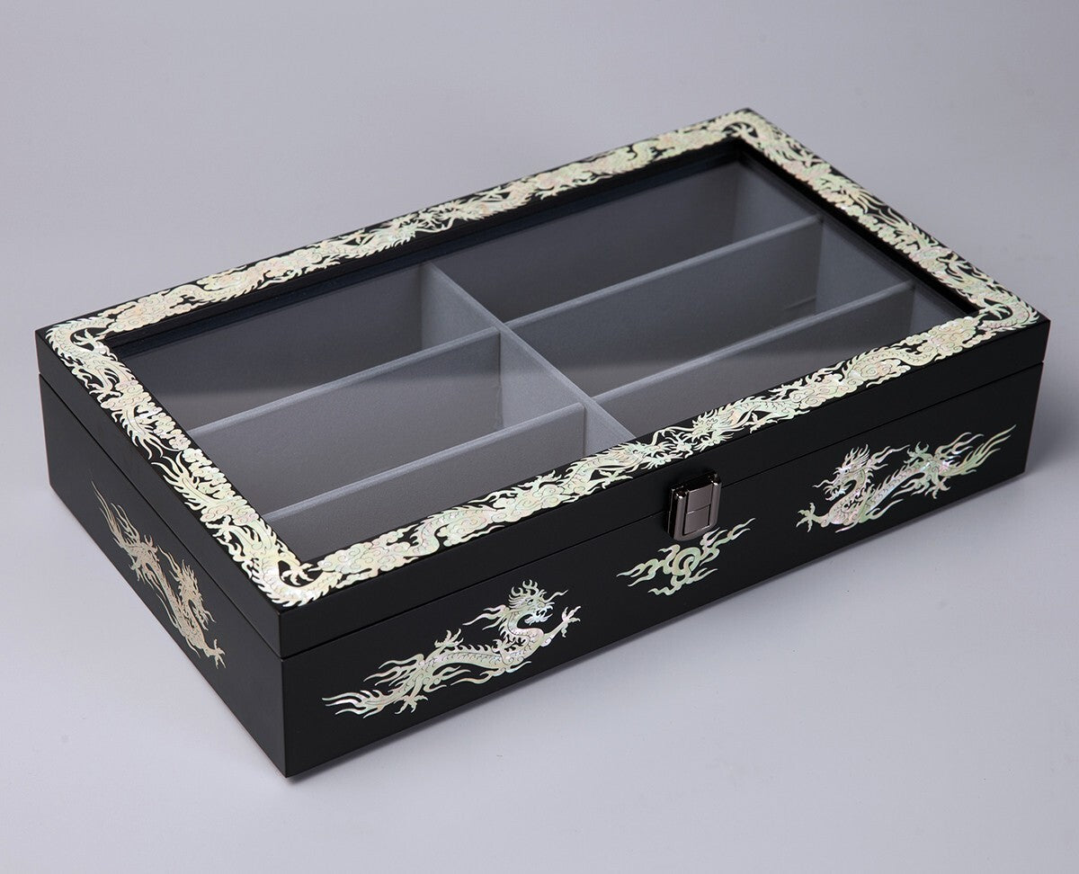 Mother of Pearl Dragon Wood Sunglasses Box Eyeglasses Display Storage Organizer