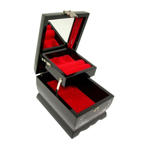 Mother of Pearl Music Jewelry Box Ring Necklace Brooch Trinket Case Chest Holder