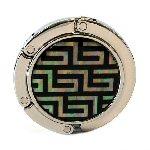  Mother of Pearl Black Table Folding Purse Caddy Handbag Bag Holder Hanger Hook