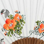 Hand Painted Orange Flower Painting Design Folding Paper Bamboo Art Handheld Fan