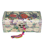 Mother of Pearl Flower 2-Tier Wood Jewelry Box Trinket Treasure Keepsake Chest