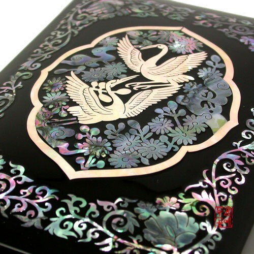 Mother of Pearl Music Jewelry Box Ring Necklace Brooch Trinket Case Chest Holder