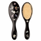 Mother of Pearl Oval Butterfly Scalp Massage Detangling Wood Bristle Hairbrush