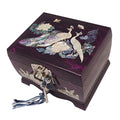 Mother of Pearl Inlay Purple Wood Jewelry Necklace Music Box Chest Case Storage
