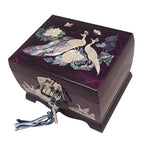 Mother of Pearl Inlay Purple Wood Jewelry Necklace Music Box Chest Case Storage
