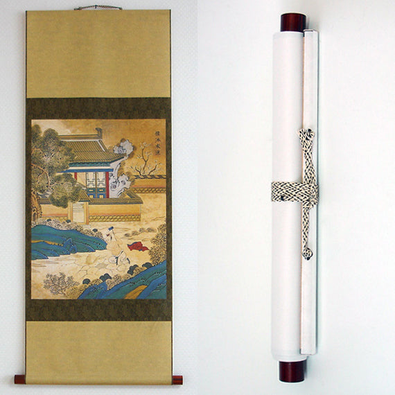 Wall Art Decor Hanging Scroll Asian Folk Carp Painting