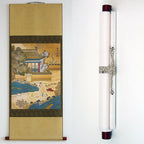 Wall Art Decor Hanging Scroll Asian Folk Carp Painting