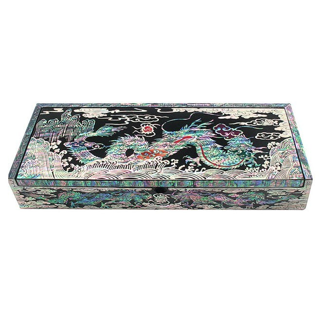 2024 Dragon Zodiac Desk Wood Pen Pencil Brush Holder Lid Case Box Gift Storage