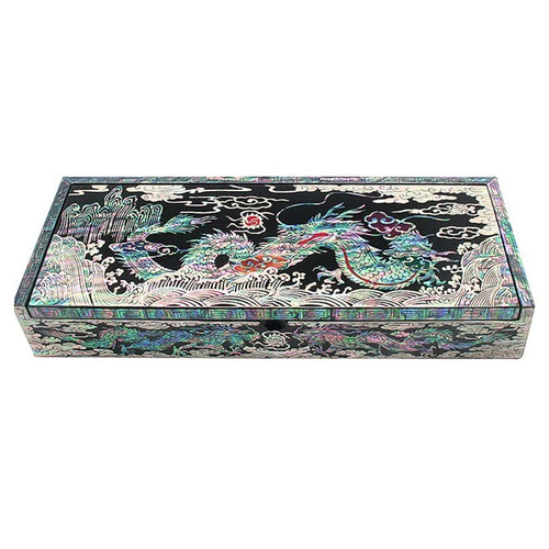 2024 Dragon Zodiac Desk Wood Pen Pencil Brush Holder Lid Case Box Gift Storage