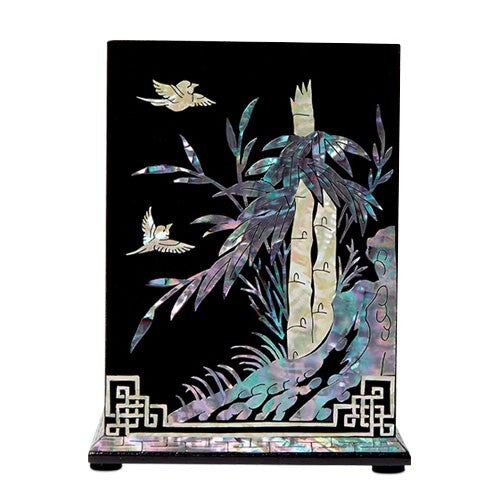 Mother of Pearl Desk Wood Stand Pen Pencil Brush Holder Case Box Gift Storage