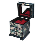 Mother of Pearl Blue Wood Jewelry Box Gift Trinket Keepsake Treasure Chest Case