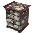 Mother of Pearl Wood Red Lacquer Korean Oriental Treasure Jewelry Ring Box Case
