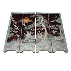Mother of Pearl Inlay Wood Mini Folding Screen Asian Wall Art Deco Home Accent