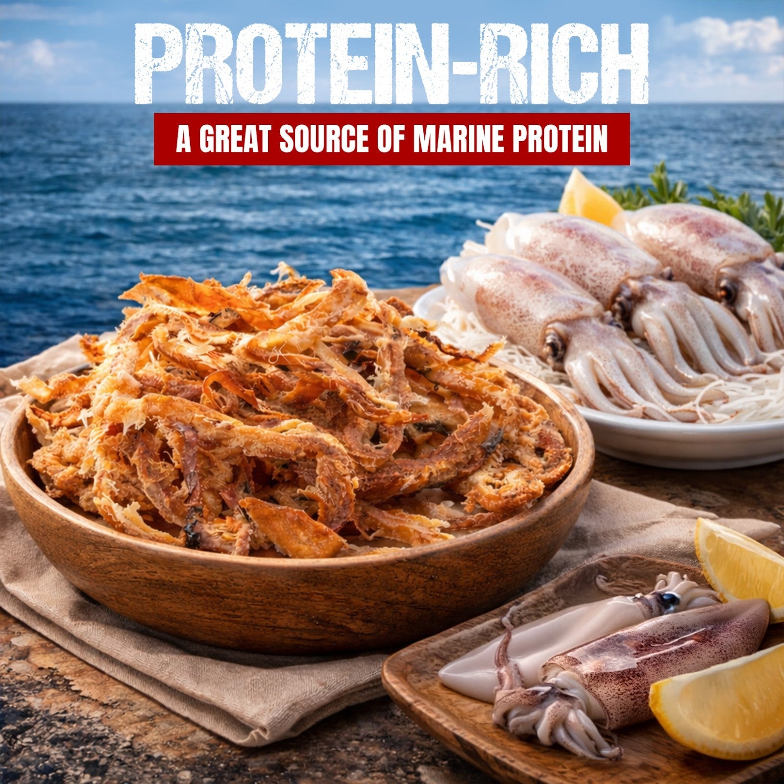 Stone Roasted Korean Squid Jerky Strips Protein-rich Seafood Chewy Butter Snack