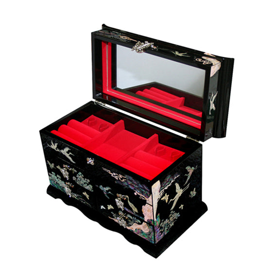 MOP Asian Lacquer Wood Purple Treasure Chest Jewelry Keepsake Trinket Gift Box 