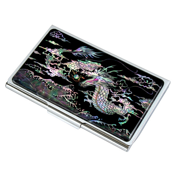 Mother of Pearl Metal Dragon Ball Design Business Credit Name Card Case Holder