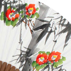 Hand Folding White Paper Bamboo Wall Art Home Deco Handmade Flower Painting Fan