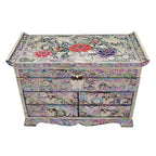 Mother of Pearl Art Wood Drawer Lacquer Jewelry Ring Necklace Keepsake Box Chest