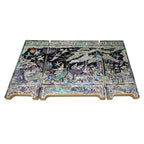 Mother of Pearl Inlay Wood Mini Folding Screen Wall Room Art Deco Plaque Accent