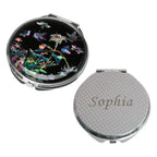Personalized Mother of Pearl Compact Makeup Purse Mirror, Custom Engraved Pocket