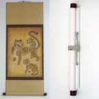 Leopard Tiger Animal Painting Wall Art Hanging Home Room Decor Asian Scroll  