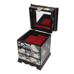 Mother of Pearl Wood Purple Jewelry Necklace Ring Earrings Box Case Chest Holder