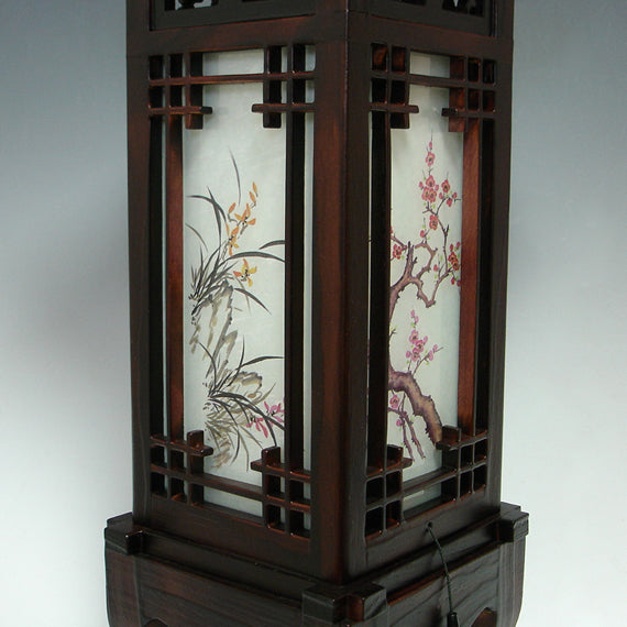 Wood Shade Asian Oriental House Lantern Bedside Dragon Art Deco Table Lamp Light