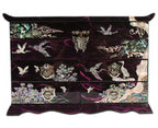 MOP Asian Lacquer Wood Purple Treasure Chest Jewelry Keepsake Trinket Gift Box 