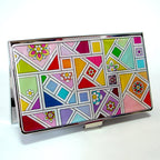 MOP Yellow Green Red Mosaic Metal Business Credit Name Card Case Wallet Holder 