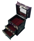 Mother of Pearl Purple Wood Jewelry Box Trinket Keepsake Treasure Organizer Case