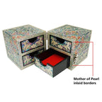 Mother of Pearl Inlay Butterfly Flower Wood Jewelry Box Keepsake Chest Gift Case