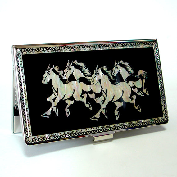 Year of The Horse Chinese Zodiac 2026 Gift Mother of Pearl Business Card Case