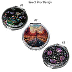 Personalized Mother of Pearl Compact Makeup Purse Mirror, Custom Engraved Pocket