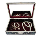 Mother of Pearl Wood Black Korean Oriental Treasure Jewelry Ring Box Case Holder