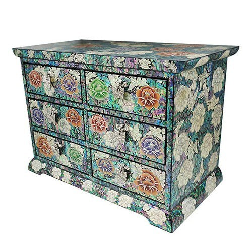 Mother of Pearl Luxury Drawer Wood Big Jewelry Box Keepsake Trinket Chest Case