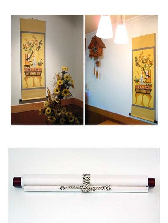 Chinese Zodiac Sign 12 Animals Snake Wall Hanging Scroll Korean Folk Painting