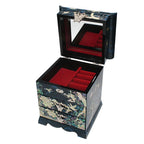 Mother of Pearl Wood Art Decorative Blue Jewelry Trinket Keepsake Gift Box Chest