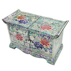 Mother of Pearl House Flower Wood Oriental Treasure Jewelry Ring Box Chest Case