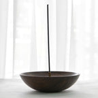 Solid Walnut Wood No Mess Incense Stick Round Bowl Holder Burner Ash Catcher 